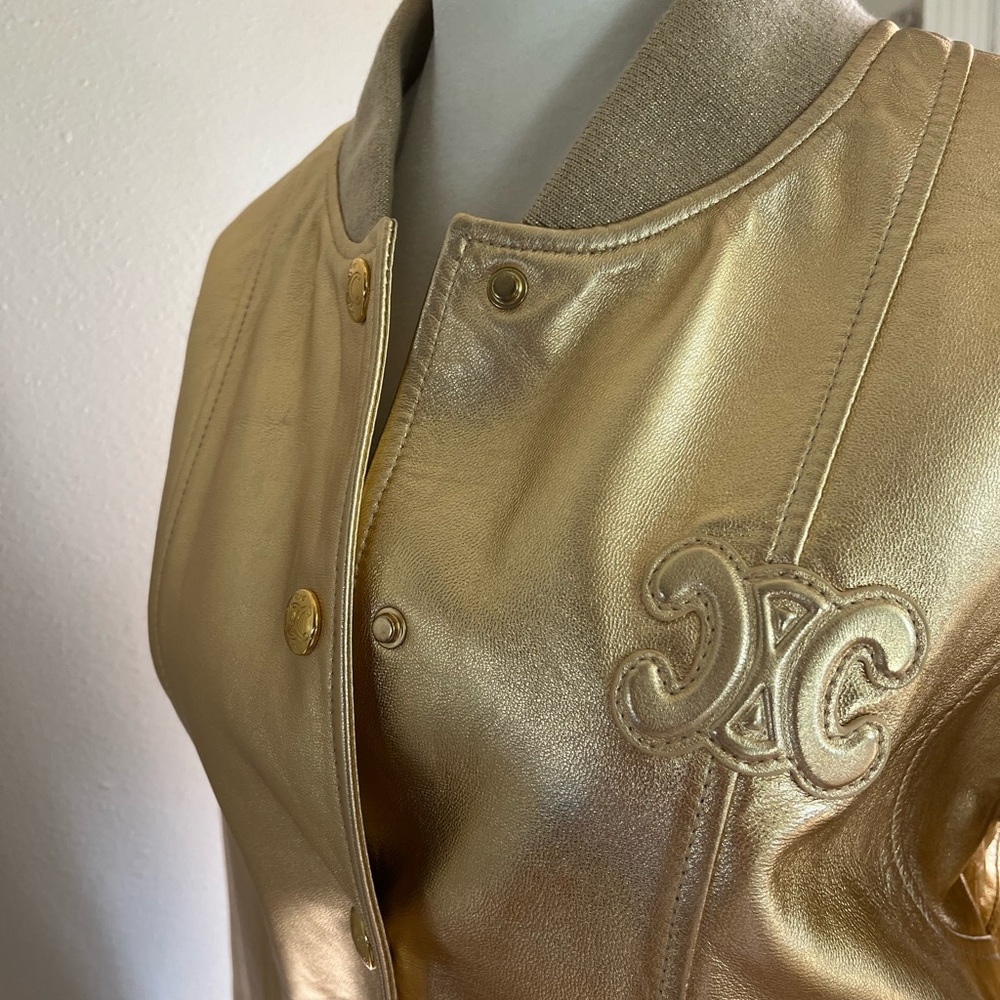 Celine Shimmering Gold Bomber Jacket - Picture 9 of 11
